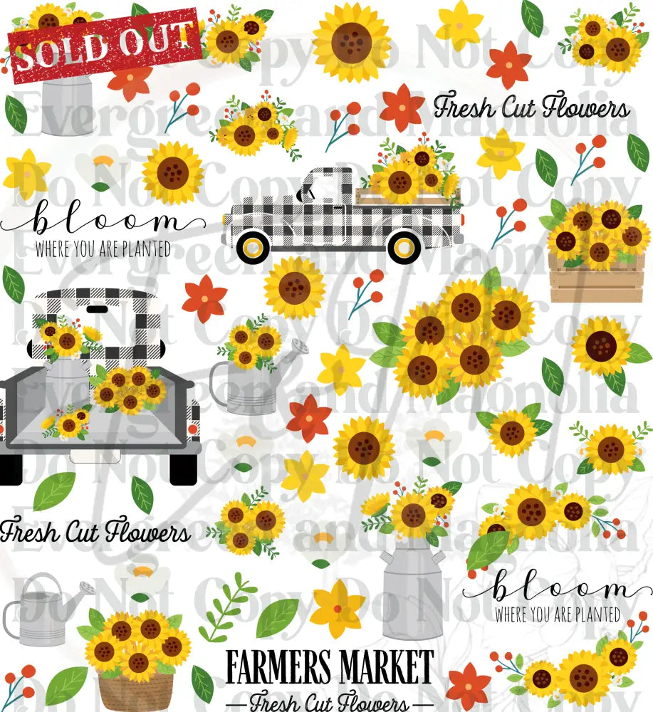 Fresh cut Flowers 11x12 Gang Sheet