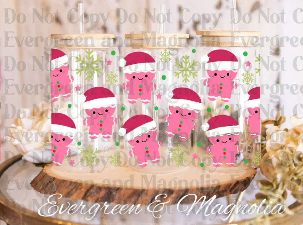 Cute pink gingerbread men
