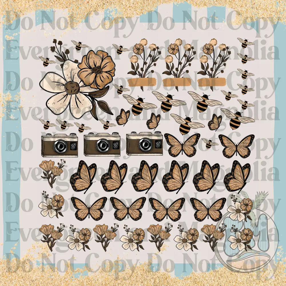 Orange Bees & Butterflies