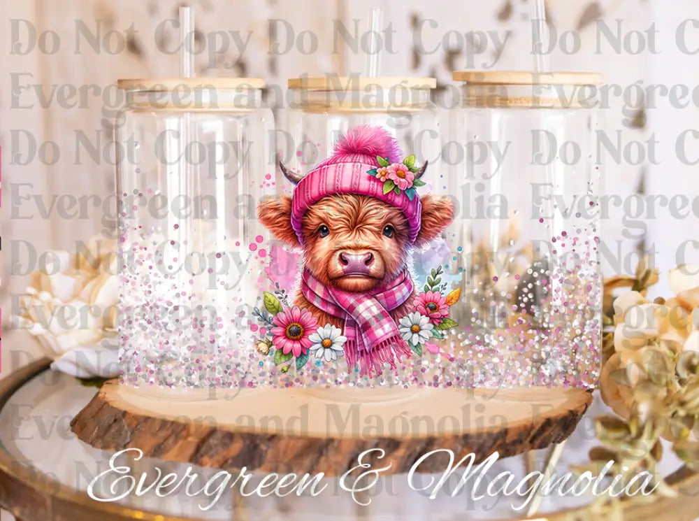 Pink Hat Highland Cow