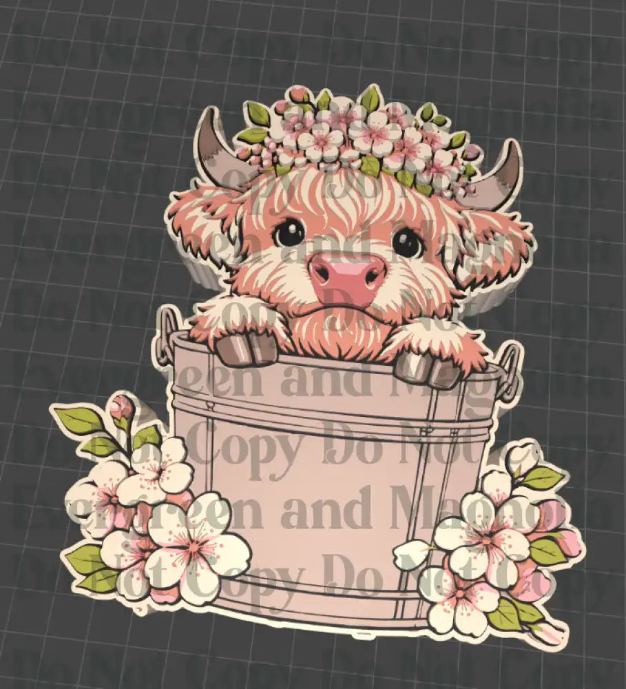Highland Cow Floral 3D Set | Farmhouse Desk Decor Set