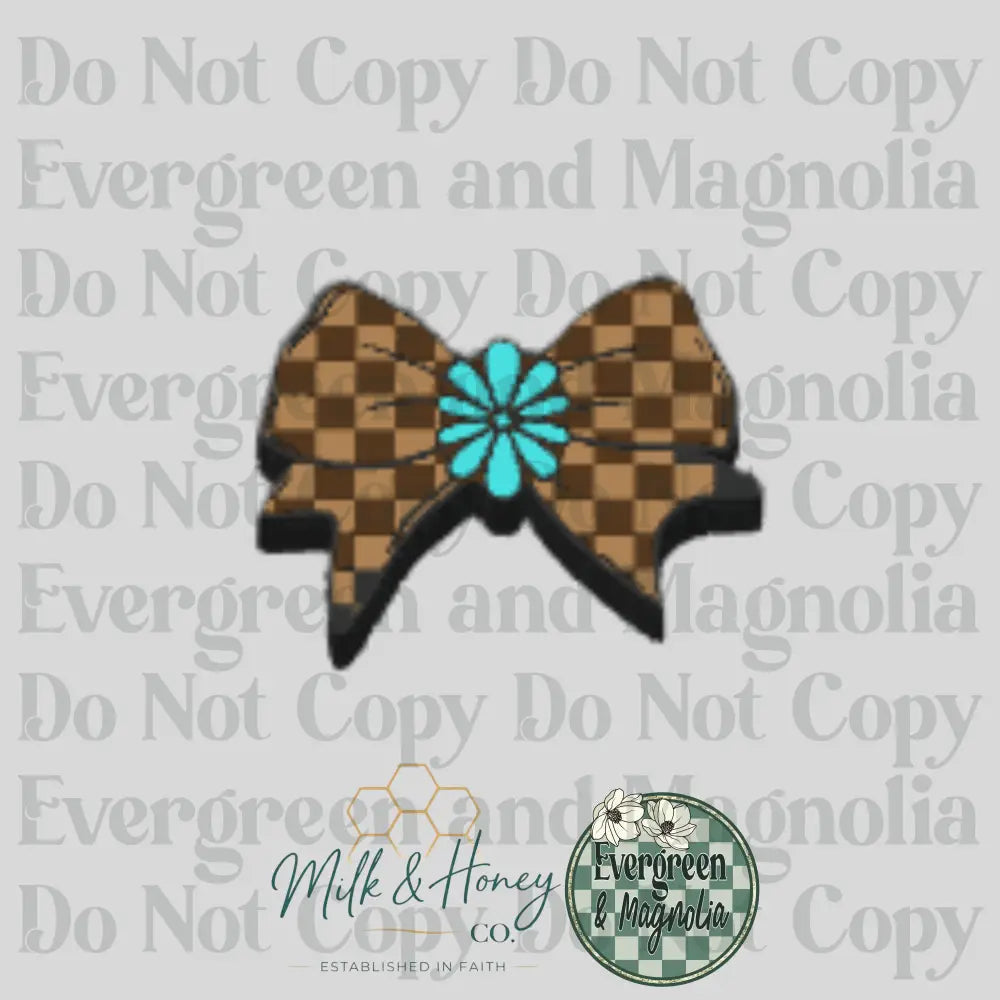Checkered Turquoise Bow 3D Collection