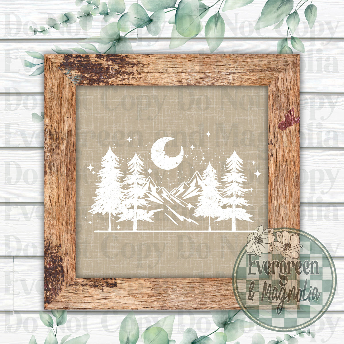 Tree & mountain (white)