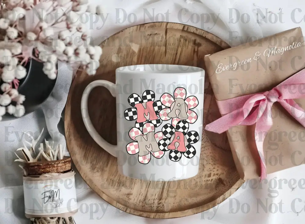 mamapinkbrowncheckereddaisies