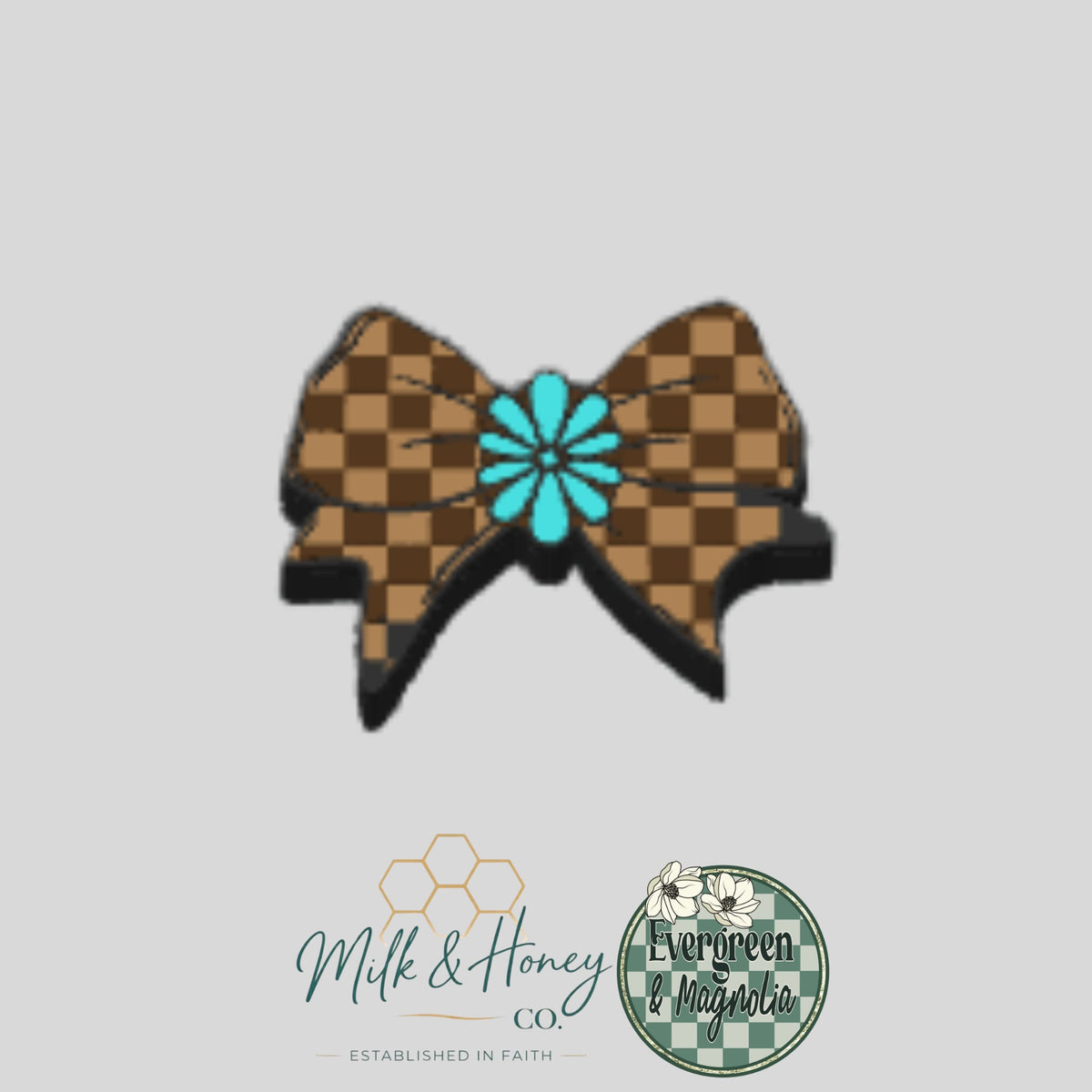Brown Checkered Concha Bow