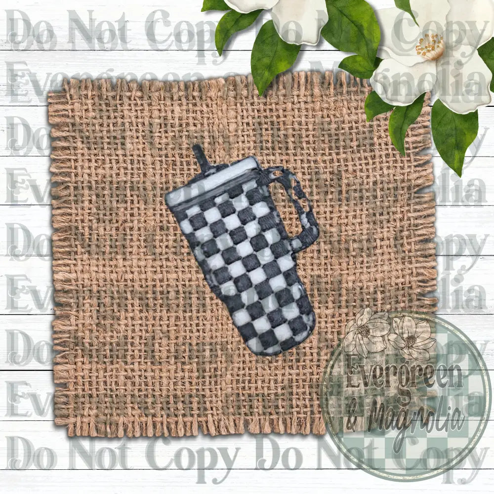 Black Checkered Tumbler Charm