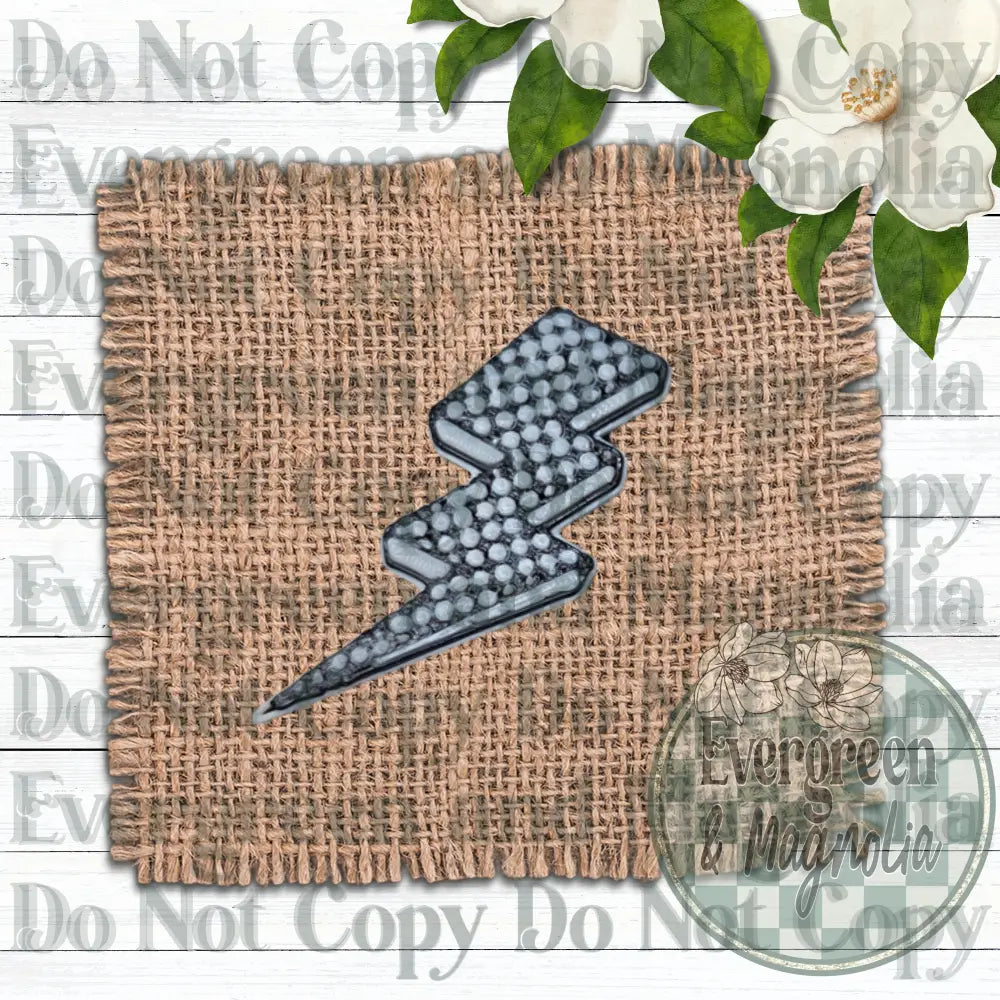 Black and White Checkered Lightning Bolt Charm