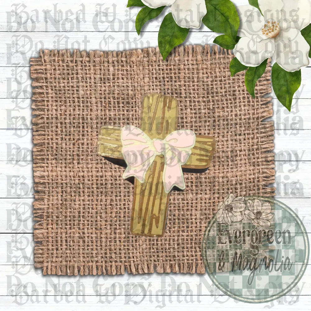 Coquette Wooden Cross Charm
