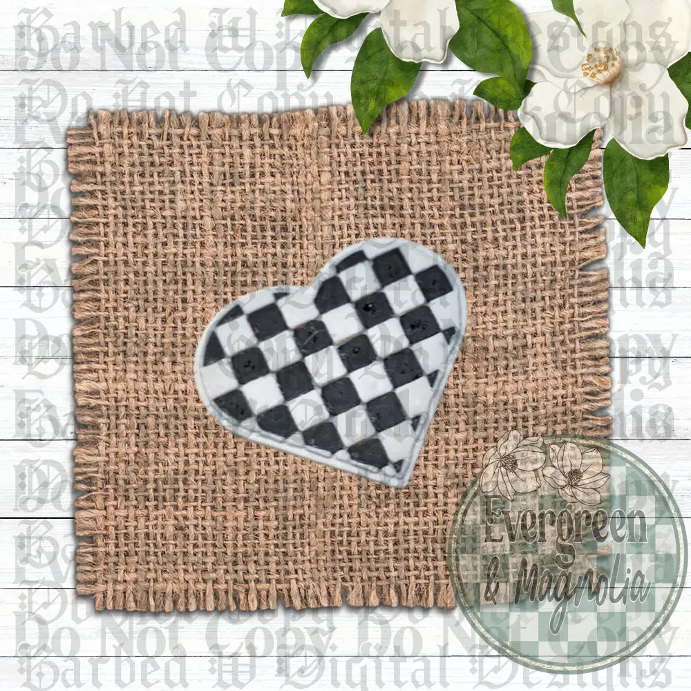Checkered Heart Charm