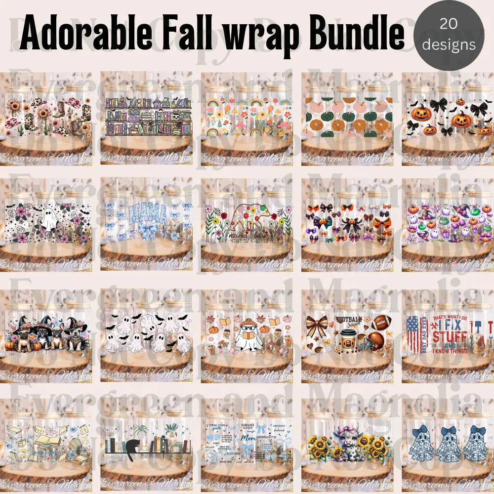 Adorable Fall 16oz UvDTF Wrap Bundle