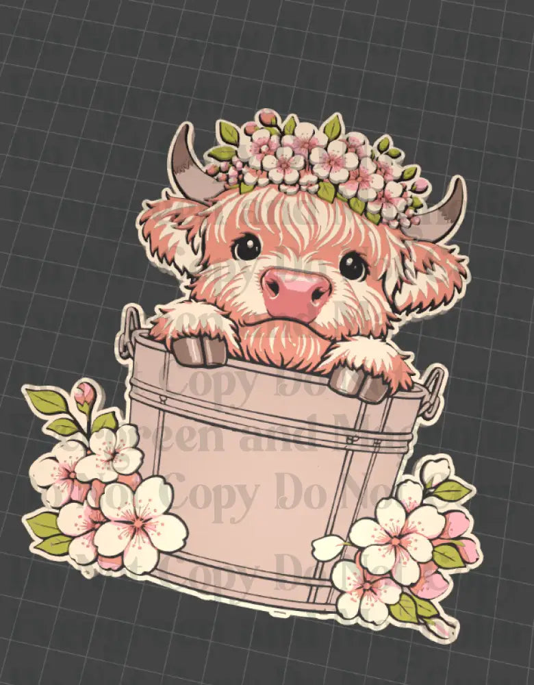 Highland Cow Floral 3D Set  | Farmhouse Desk Decor Set