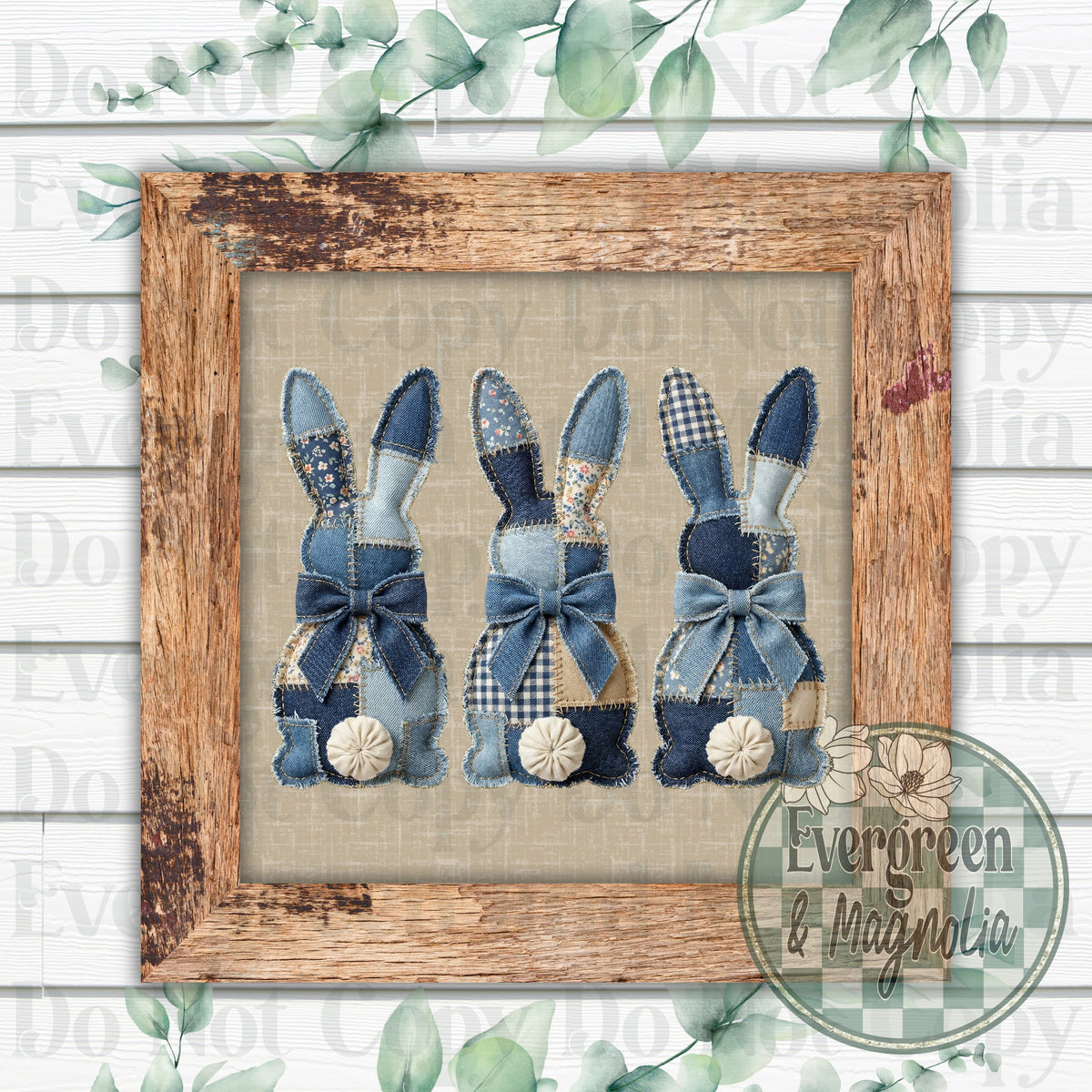 Patchwork blue bunnies