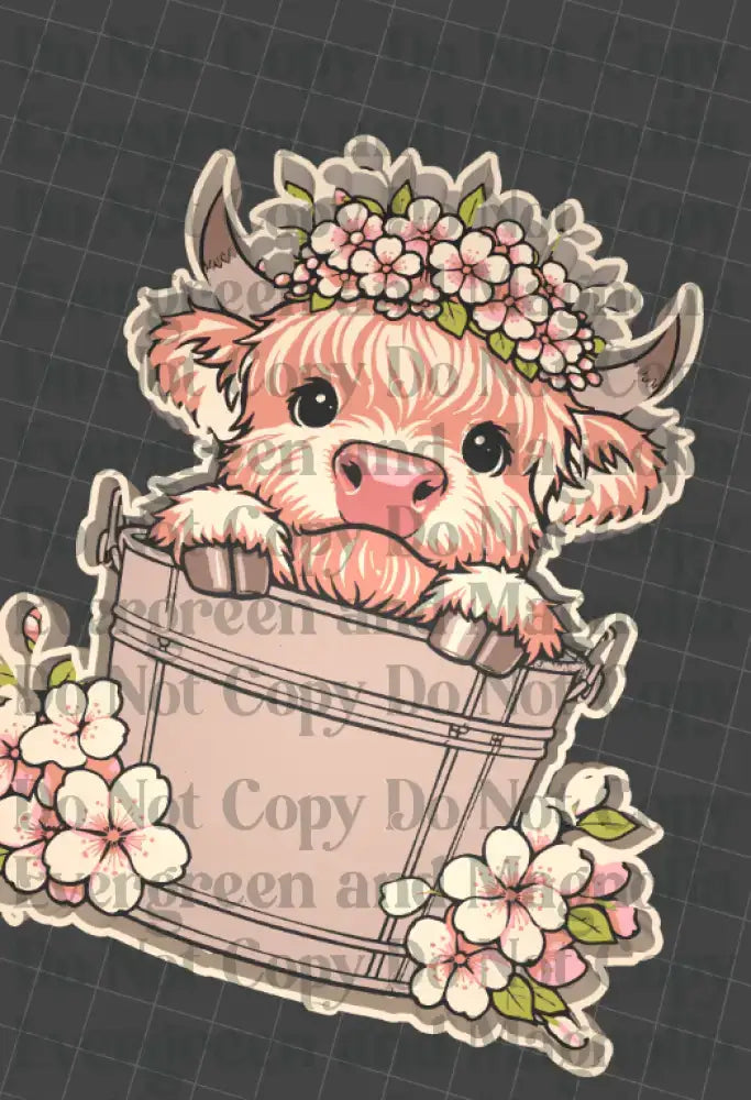 Highland Cow Floral 3D Set  | Farmhouse Desk Decor Set