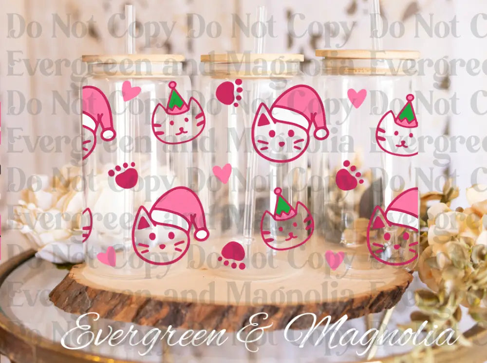 pink Christmas Cats
